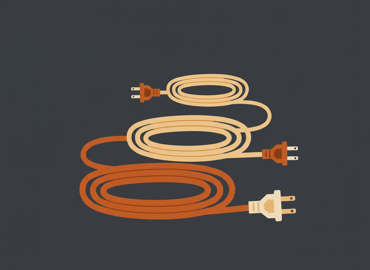 Illustration of extension cords of different gauges