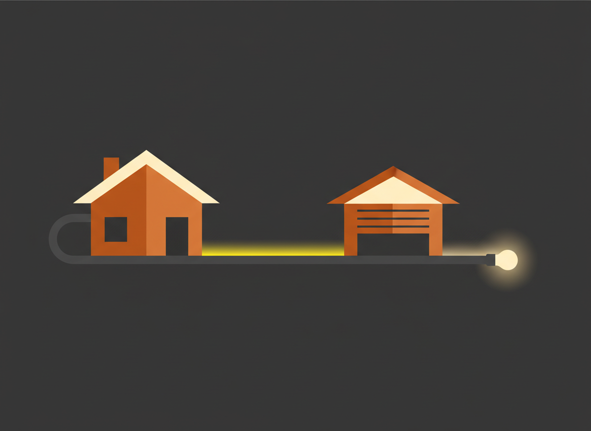 Illustration of voltage fading along a long cable to a garage